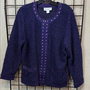 Cathy Daniels Textured Purple Knit Sweater